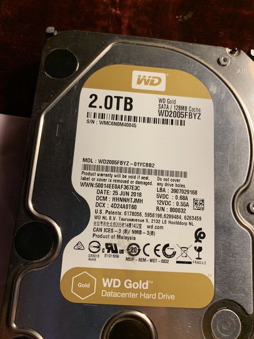 Жесткий диск WD Gold 2.0ТВ: 1 766 грн. - Зовнішні накопичувачі Одеса на Olx