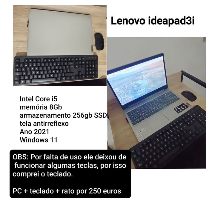 Lenovo ideapad3i com ratoe teclado