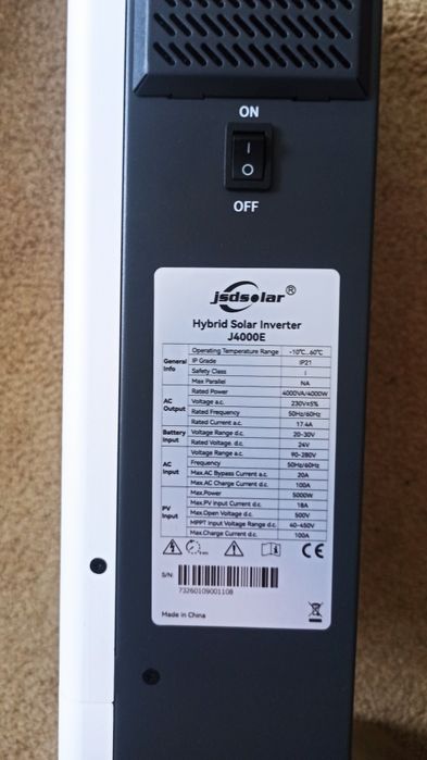 Гібридний інвертор Jsdsolar(anenji) J4000E 4квт 24v wifi.