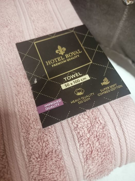 Luksusowy zestaw ręczników hotelowych 550 GSM bawełna premium różowe 3