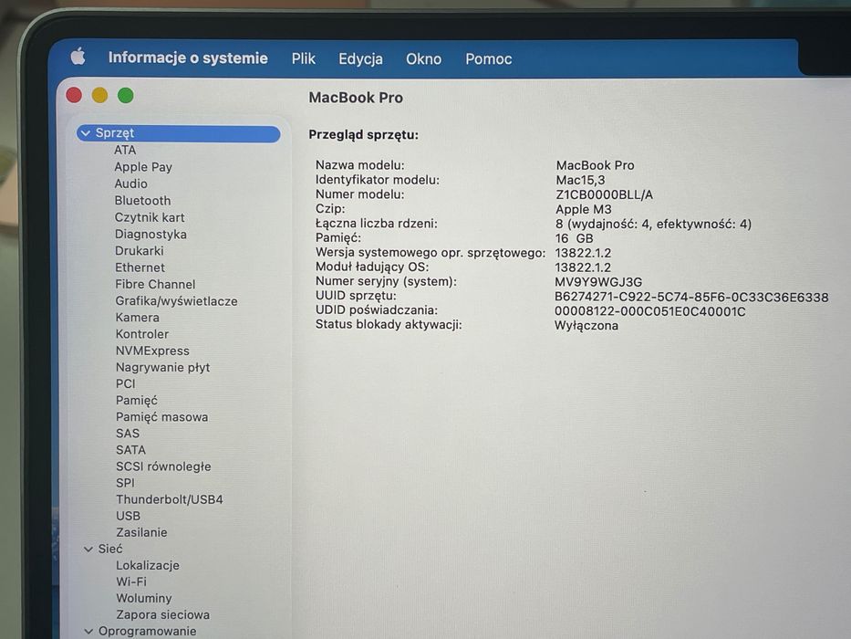 2023 MacBook Pro A2918 14" M3 16GB 512 GB
