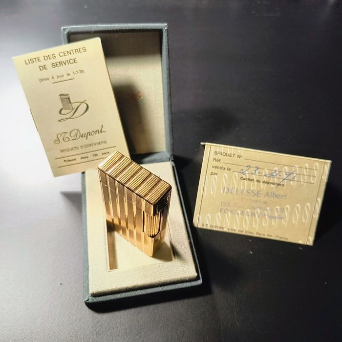 Zapalniczka S.T. DuPont pozłacana komplet