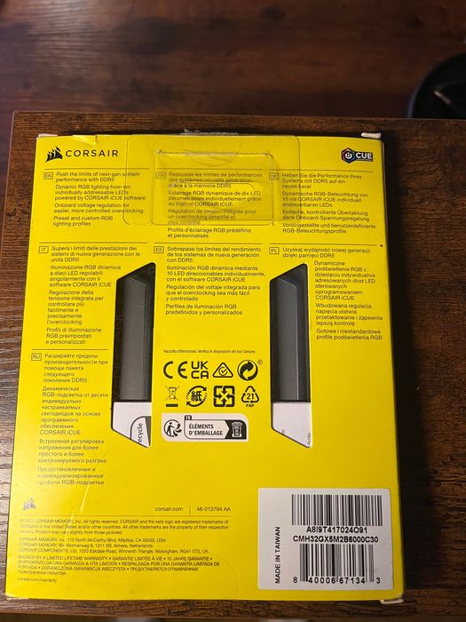 Corsair Kit 32GB DDR5 6000MHz Vengeance RGB Expo Black CL30