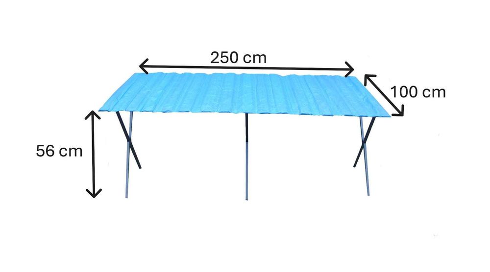 Stół handlowy 250 x 100 x 56 cm wysokość, rynek, bazar, targowisko.