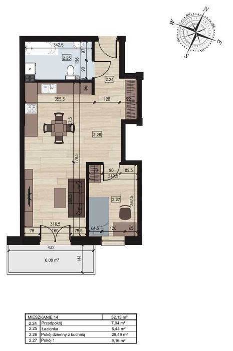 52 m² do własnej aranżacji | Dębowe Apartamenty | balkon | garaż