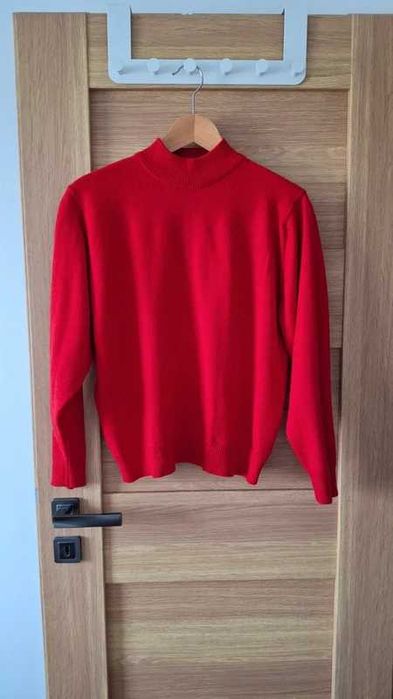 Czerwony sweter 60% merino r. 40