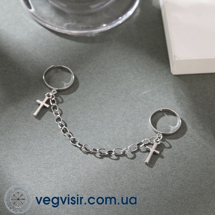 Винтажные кольца кресты набор колец 2шт соединены цепочкой регулируемы