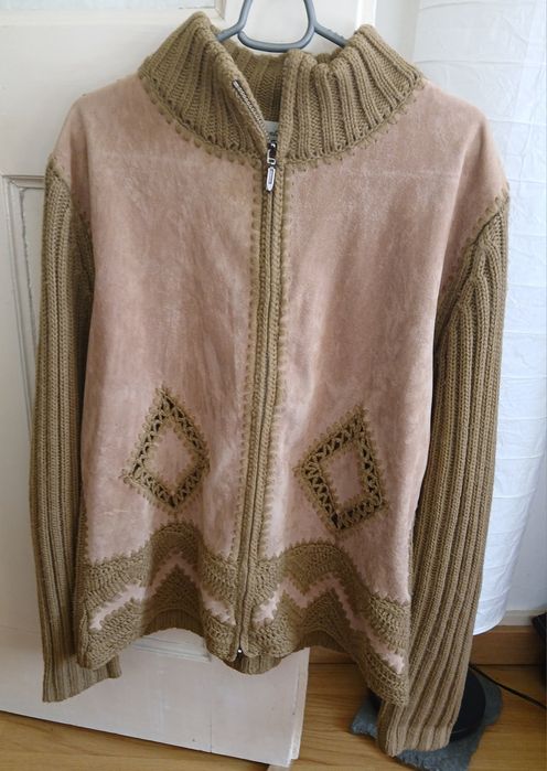 Casaco de malha e tipo camurça, tamanho XL/XXL