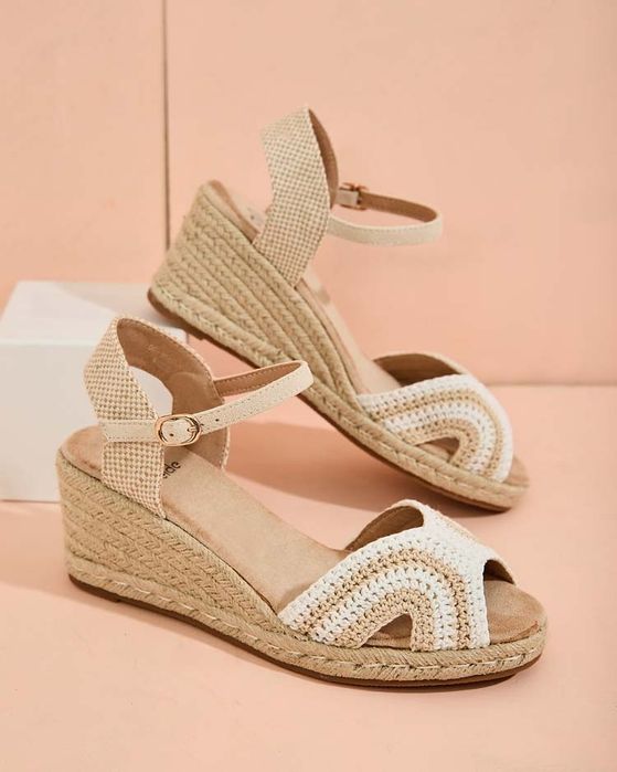 3 KOLORY 36 37 38 sandały 39 40 41 na koturnie cholewka pleciona haft