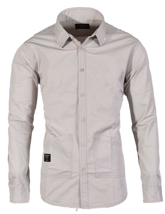Nowa męska koszula /gładka /elegancka /szary beż/długi rękaw /1959/XXL