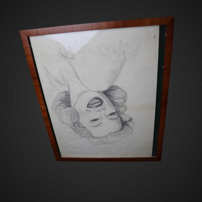 Obraz Szkic Marilyn Monroe sygnowany stara ramka B41