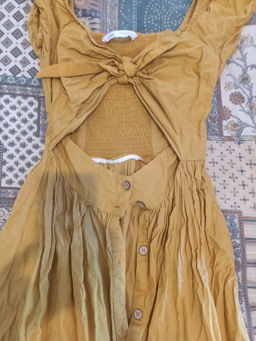 Vestido algodão bordado amarelo