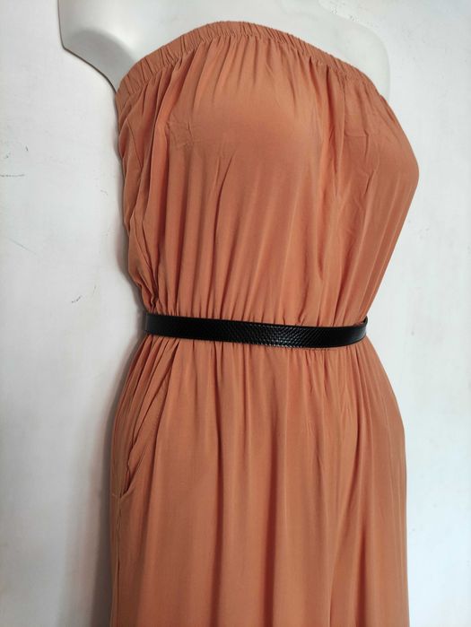 pomarańczowy letni kombinezon z szerokimi nogawkami r. 38/40