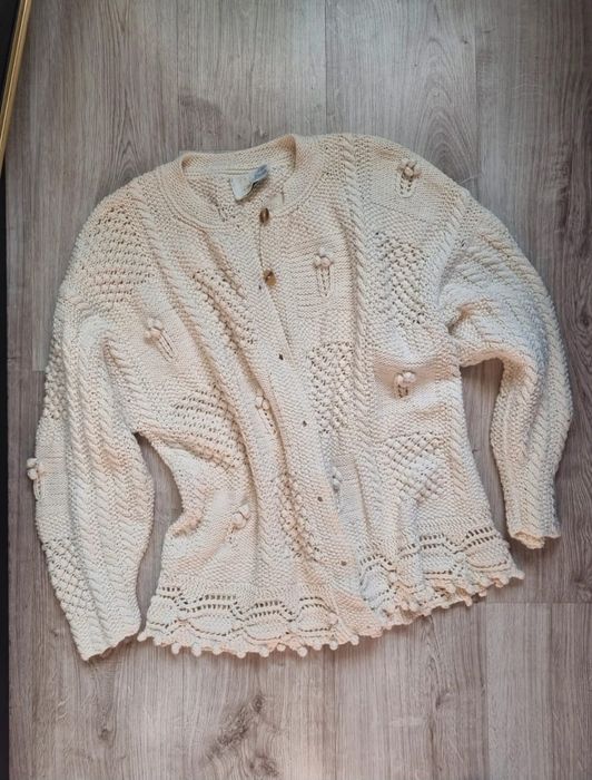 Sweter ręczna praca 100% bawełna uniwersalny kardigan