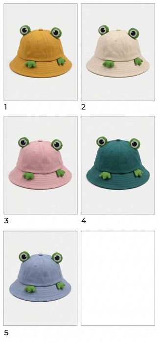 Uroczy Kapelusz Rybacki Żabka (Bucket Hat) – Nowy, Różne Kolory