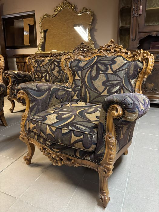 Włoski Stylowy Komplet Wypoczynkowy Sofa 2 Fotele Meble Stylowe Italy