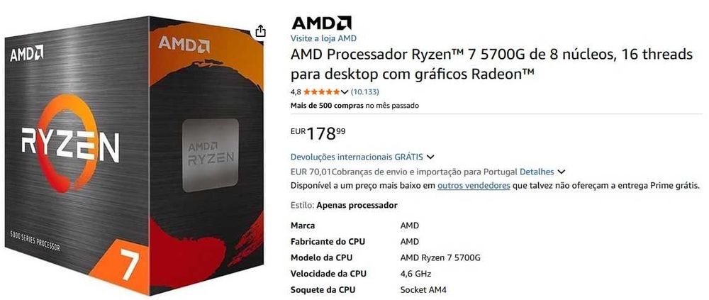 Bundle Asus x470 ATX + Ryzen 5700G