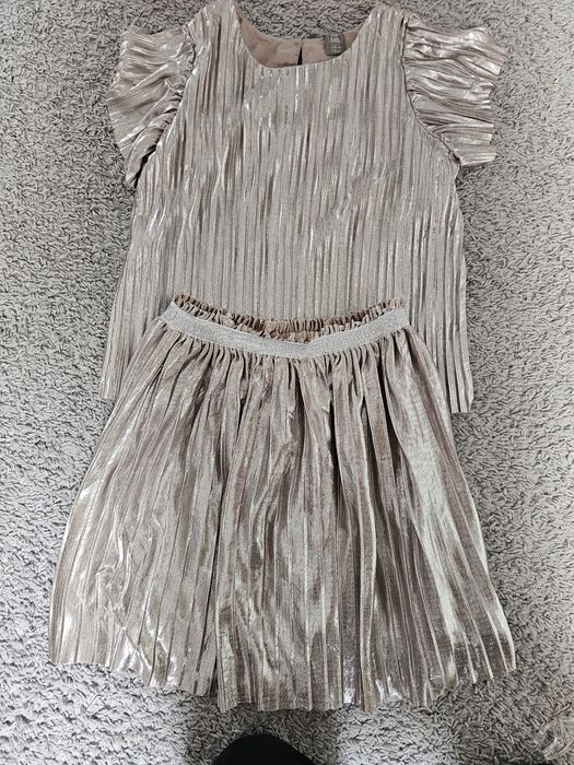 Zestaw srebrna bluzka spódnica