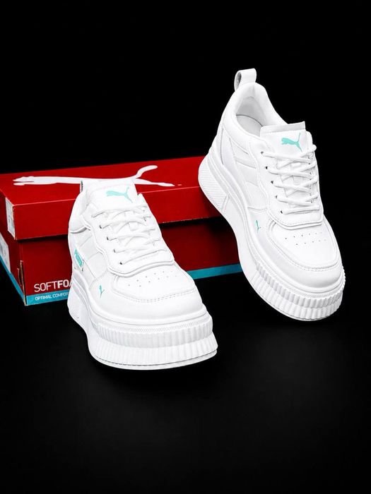 Женские кросовки Puma белые летние стильные красовки Кроссовки пума летние кожаные красовки на платформе кросівки puma жіночі