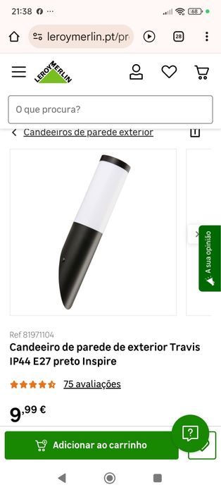 Candeeiros de parede Leroy Merlin