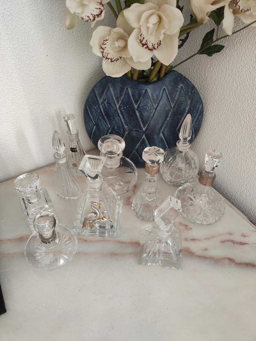 Conjunto 10 frascos perfume em cristal