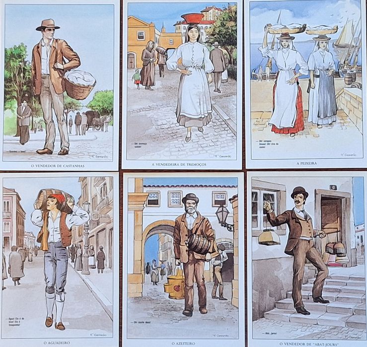 24 bilhetes postais antigos " Pregões de Lisboa"