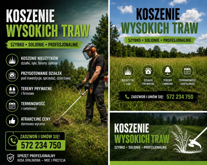 koszenie wysokich traw i nieużytków