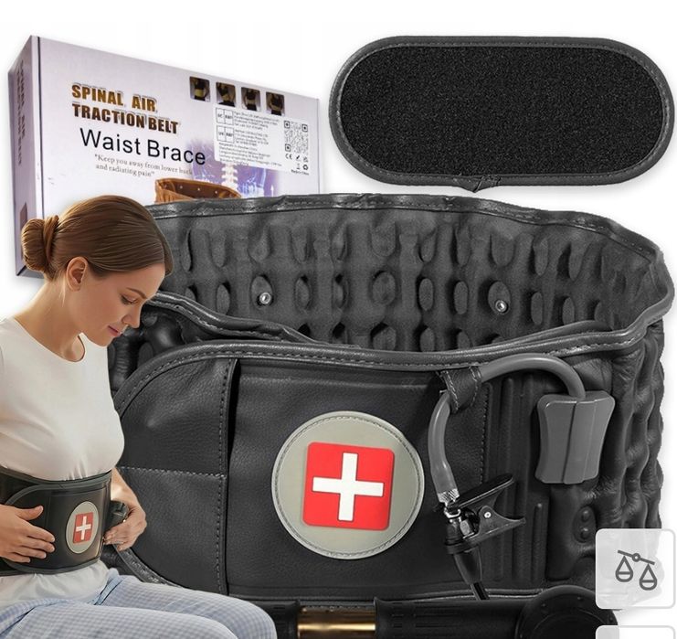 Pas na kręgosłup lędźwiowy pompowany czarny.