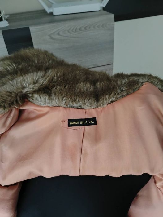Sztuczne beżowo-brązowe futerko Made in USA r. 40 42