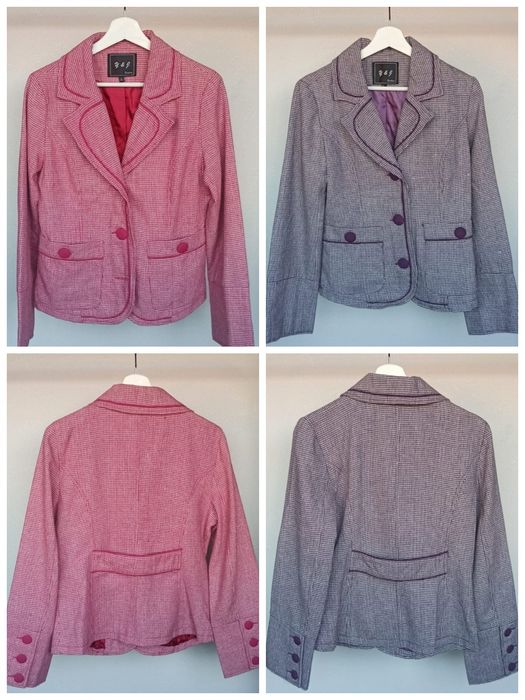 Blazer-style Coats - Checkered Pattern - Size L
