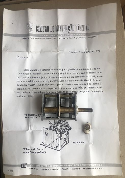 Condensador Variável de 1970 (novo e nunca usado)