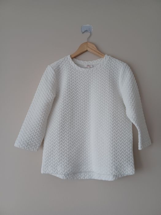 Biała bluza z rękawem 3/4 rozm S/M tłoczony wzór Tom Tailor