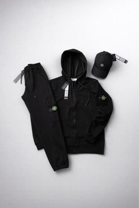 Комплект чоловічий спортивний костюм + жилетка  stone island