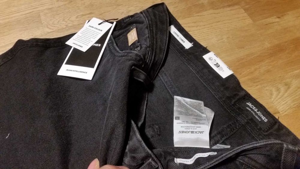 pas 86cm NEW Jack&Jones Loose 90s W32 L32 szerokie W31 L34 baggy szare