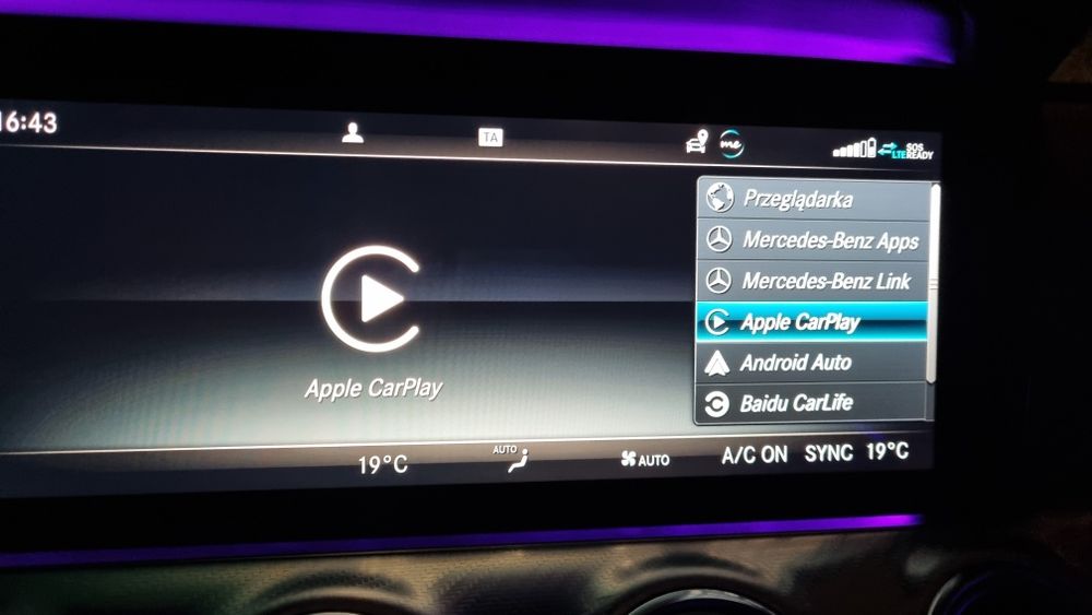 Aktywacja CarPlay Android Auto AMG MENU Mercedes Zdalnie