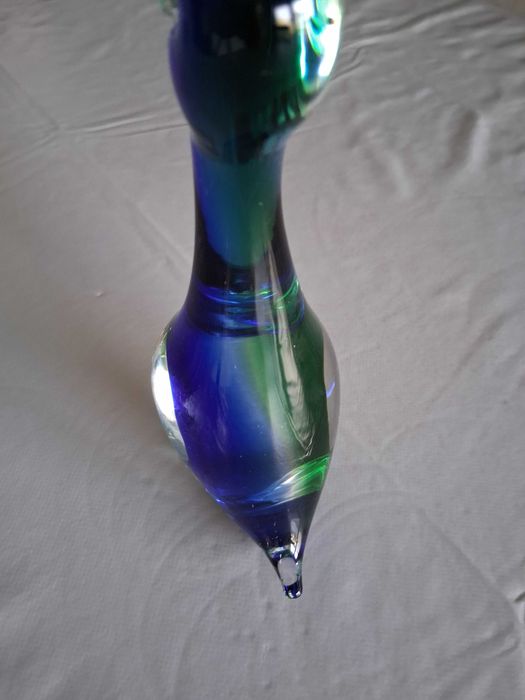 Pássaro em Vidro de Murano Sommerso - Vintage Italiano (Azul e Verde)