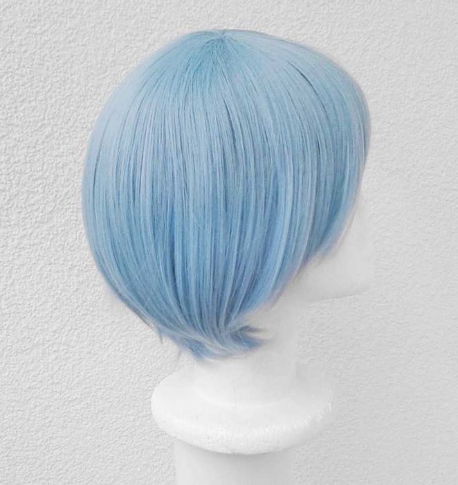 Rei Ayanami NGE wig peruka krótka błękitna z grzywką niebieska cosplay