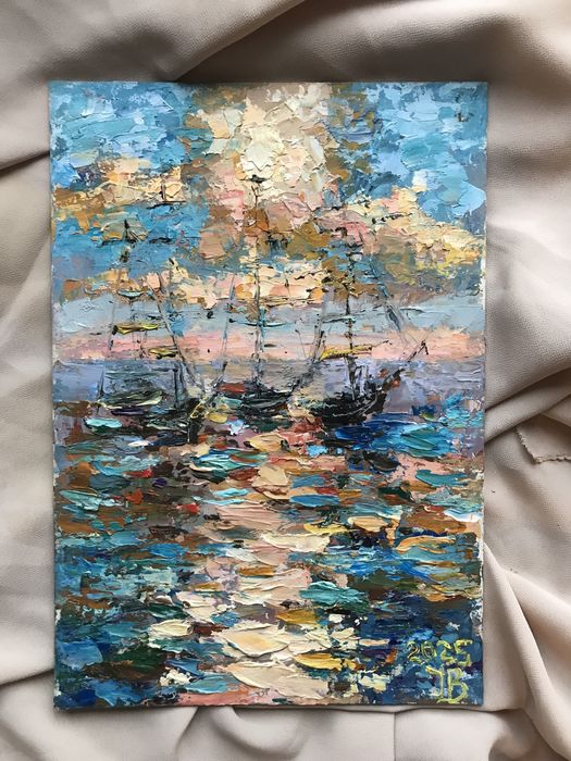 Картина маслом Натюрморт Цветы Венеция Гортензия Гитара Розы в вазе