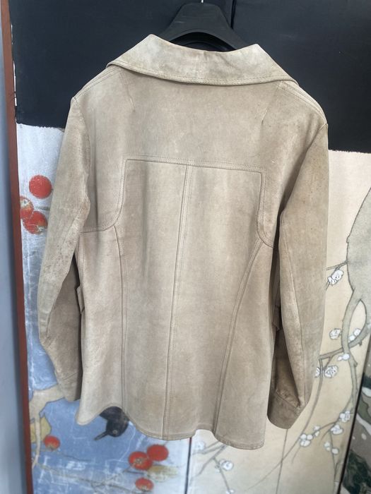 Casaco  em pele bege com bolsos - anos 50 - Vintage