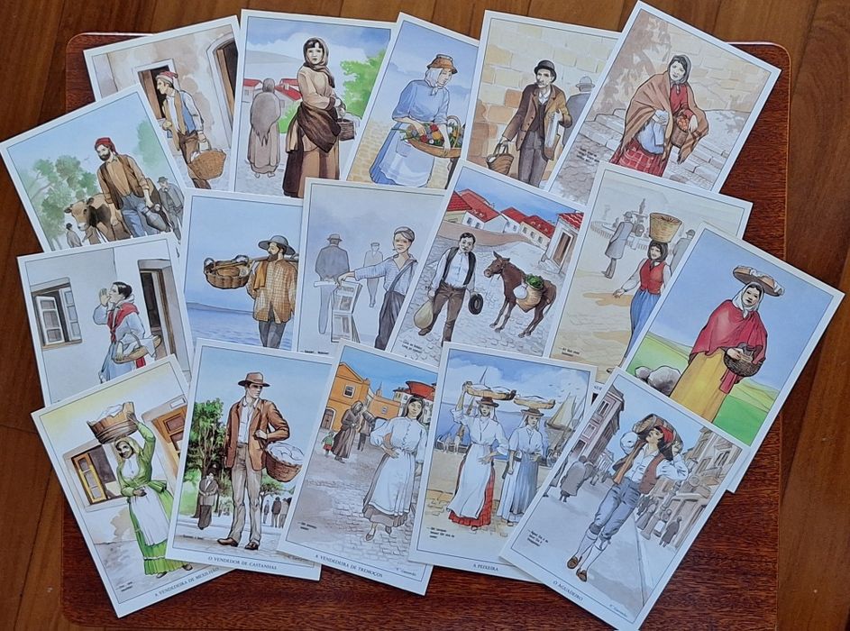 24 bilhetes postais antigos " Pregões de Lisboa"