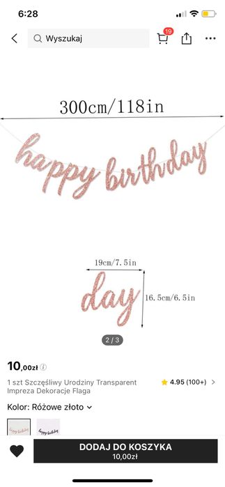 Szczesliwy urodzinowy transparent happy birthday impreza rose gold