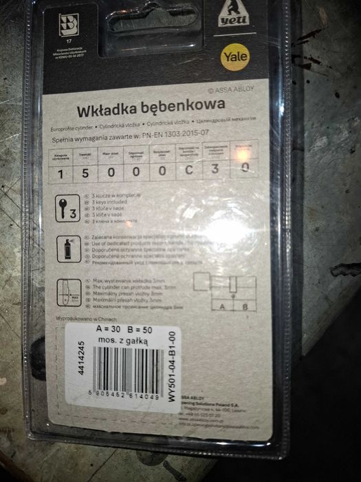 Wkładka do drzwi 3 klucze