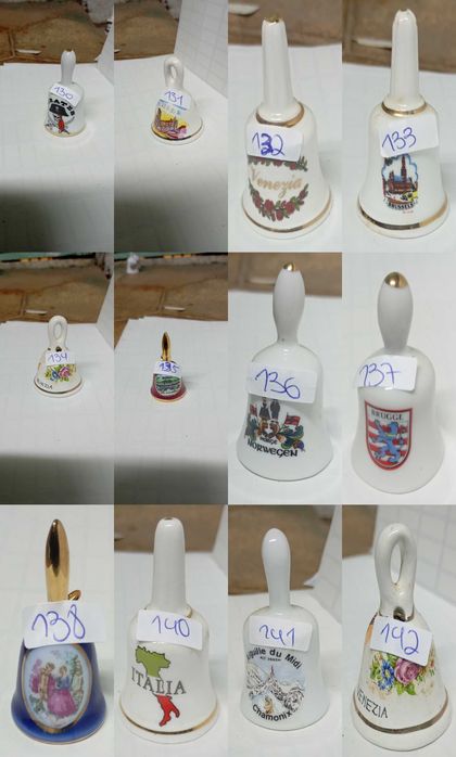 Lote de 94 Sinetas/Sinos de Porcelana, Cerâmica & Souvenirs de Viagem