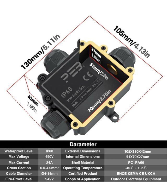 Pack 4 Caixa conexão impermeável luminárias p/ exterior estanque Peba