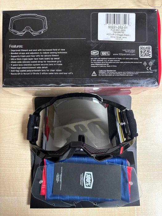 Окуляри 100% ACCURI 2 Goggle Black - Mirror Silver Lens