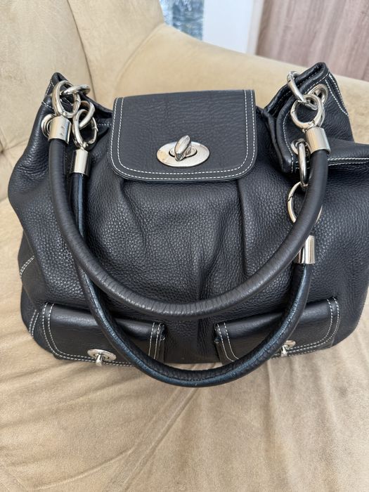 Шкіряний шопер синього кольору