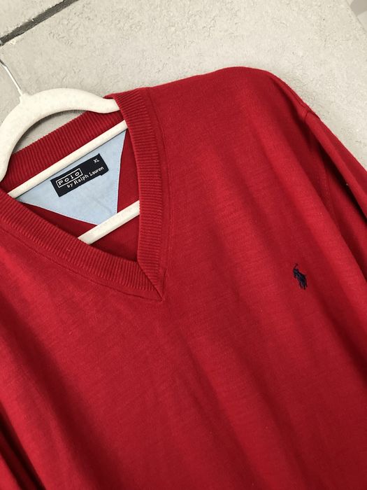 Czerwony sweter w setek Ralph Lauren polo