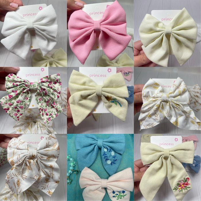 Банти для волосся бантики в школу з вишивкою заколки бантики