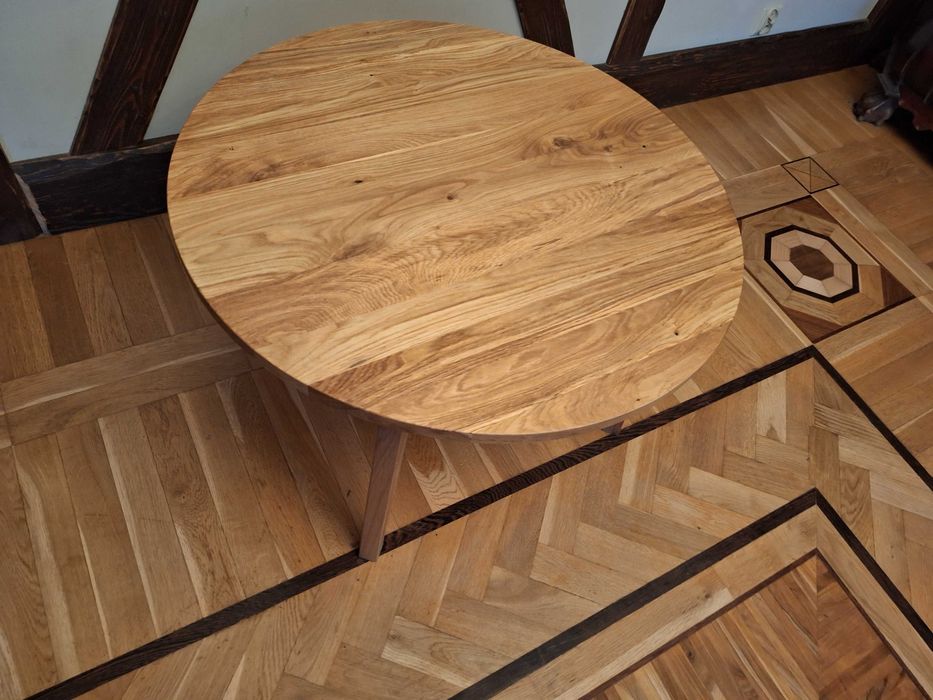 Stolik kawowy dębowy fi 80cm