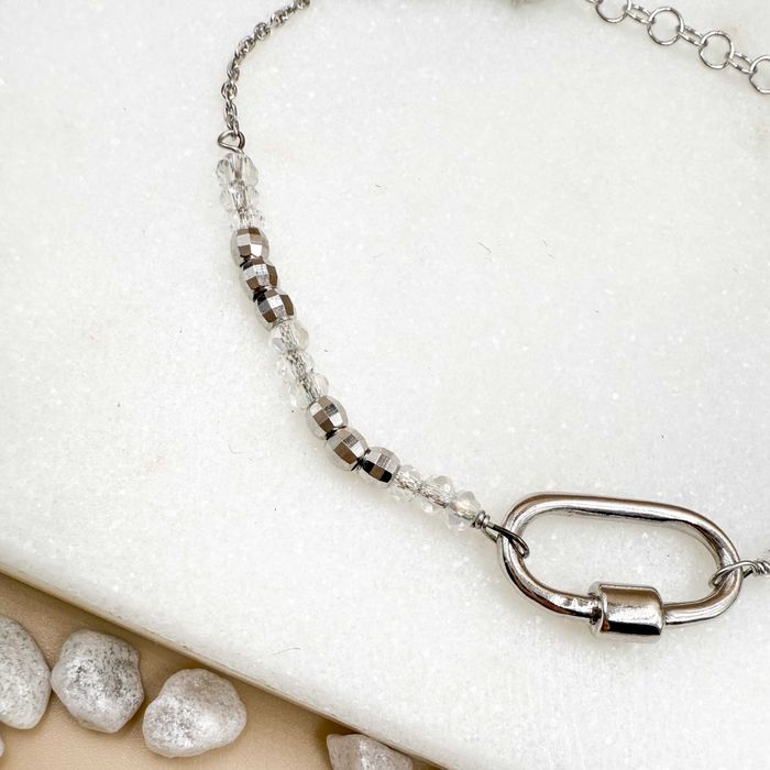 Bransoletka srebrna z elementami diamentowanymi i kryształami